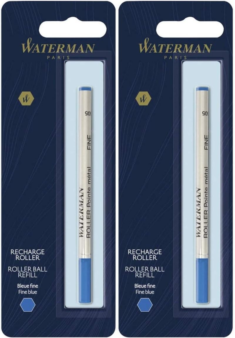 Waterman Rollerball Pen Refill, Fine Point, Blue Ink - 2 Pack - Image 1